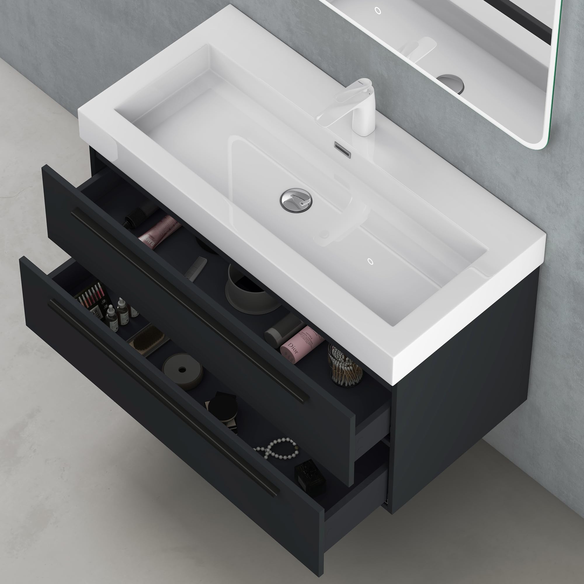 doporro-meuble-salle-de-bain-suspendu-100cm-gris-noir image 6
