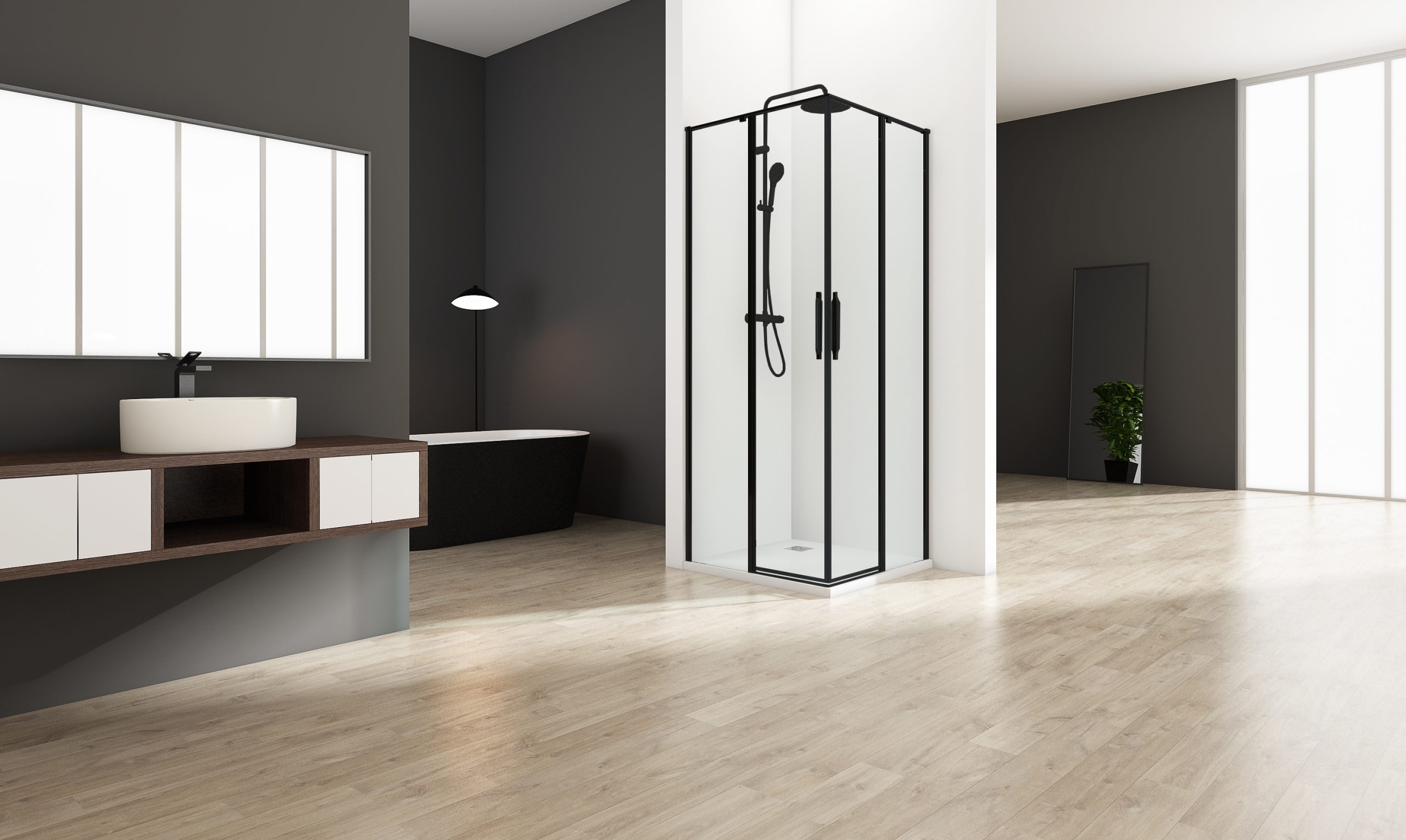 krone-link-paroi-douche-angle-d-angle-noir-mat image 1