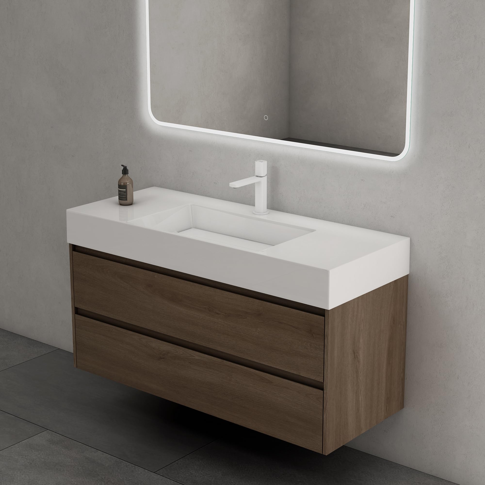 doporro-meuble-salle-de-bain-suspendu-120-cm-marron-miroir image 4