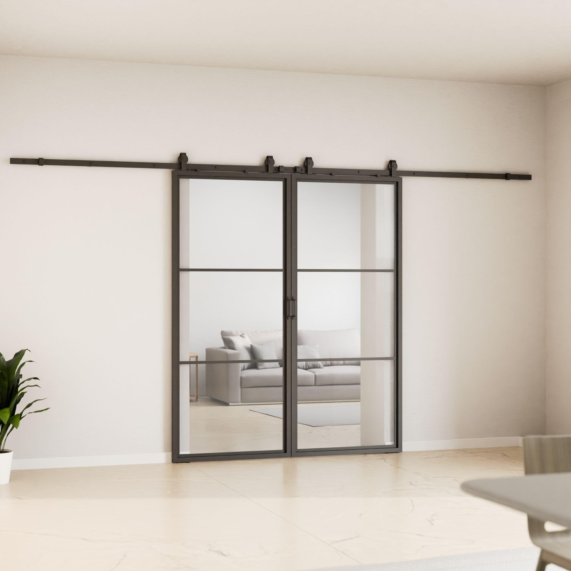 schulte-loft-porte-coulissante-verre-205x220-cm-noir-2-vantaux image 2