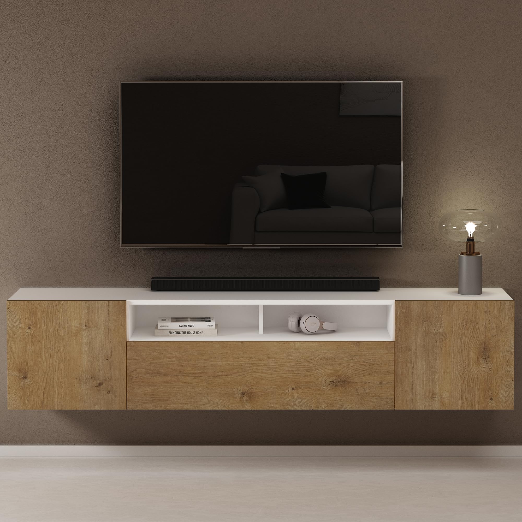 doporro-m-bel-meuble-tv-180cm-3-portes-blanc-marron image 1