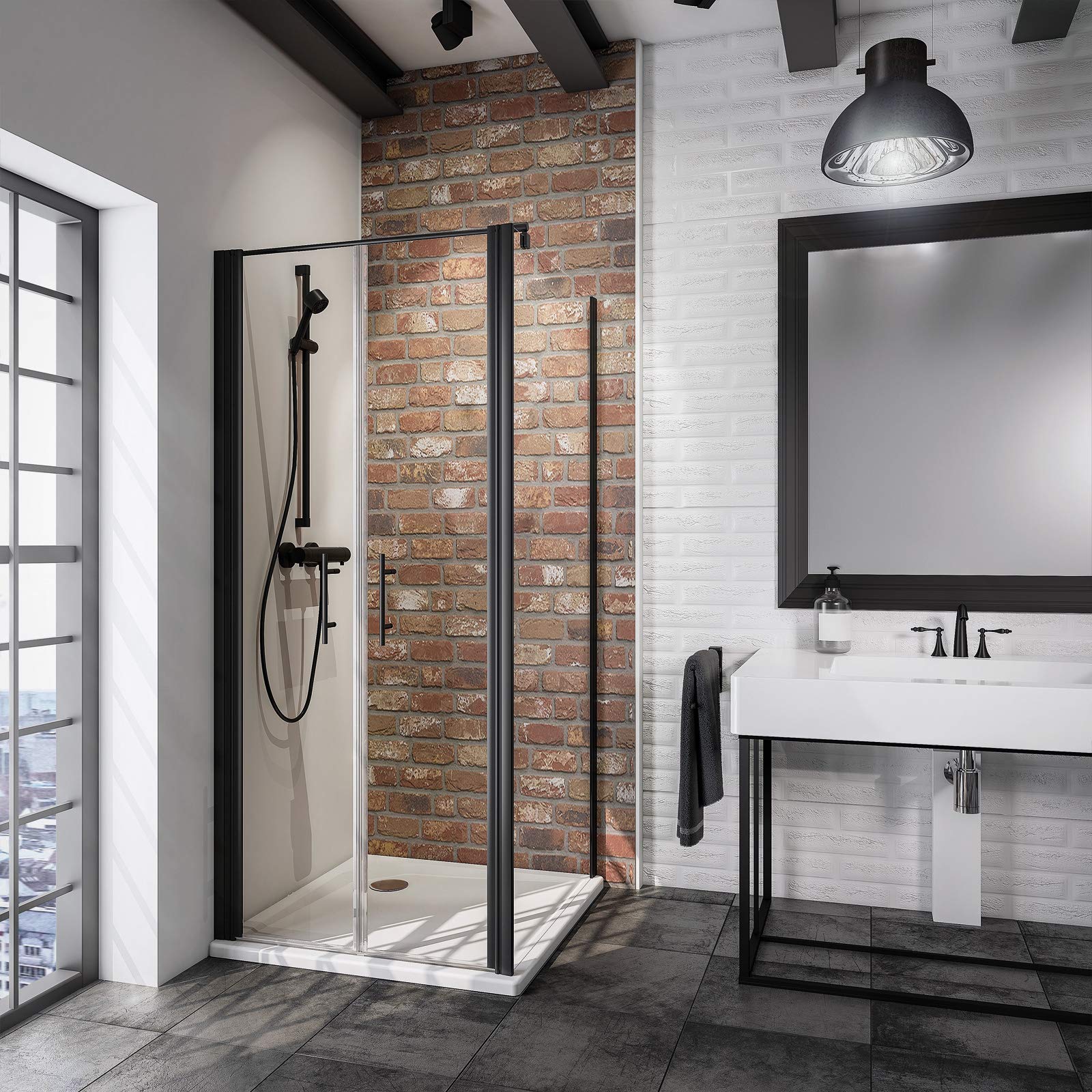 schulte-porte-douche-battante-80x80x193-cm-noir-verre-5mm image 1