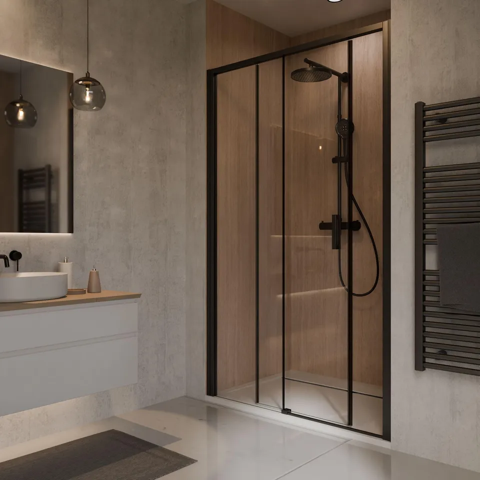 schulte-paroi-douche-niche-120x200-cm-noir-coulissante-verre-6-mm image 1