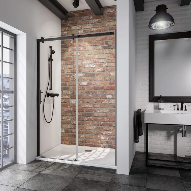 schulte-porte-douche-coulissante-niche-140x200-noir image 1