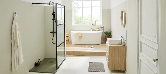 krone-konnect-3-panneaux-paroi-de-douche-walk-in-opaque-cadre-noir image 1