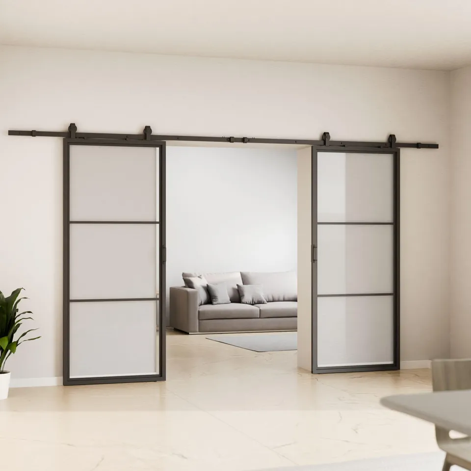 schulte-loft-porte-coulissante-verre-205x220-cm-noir-2-vantaux image 1