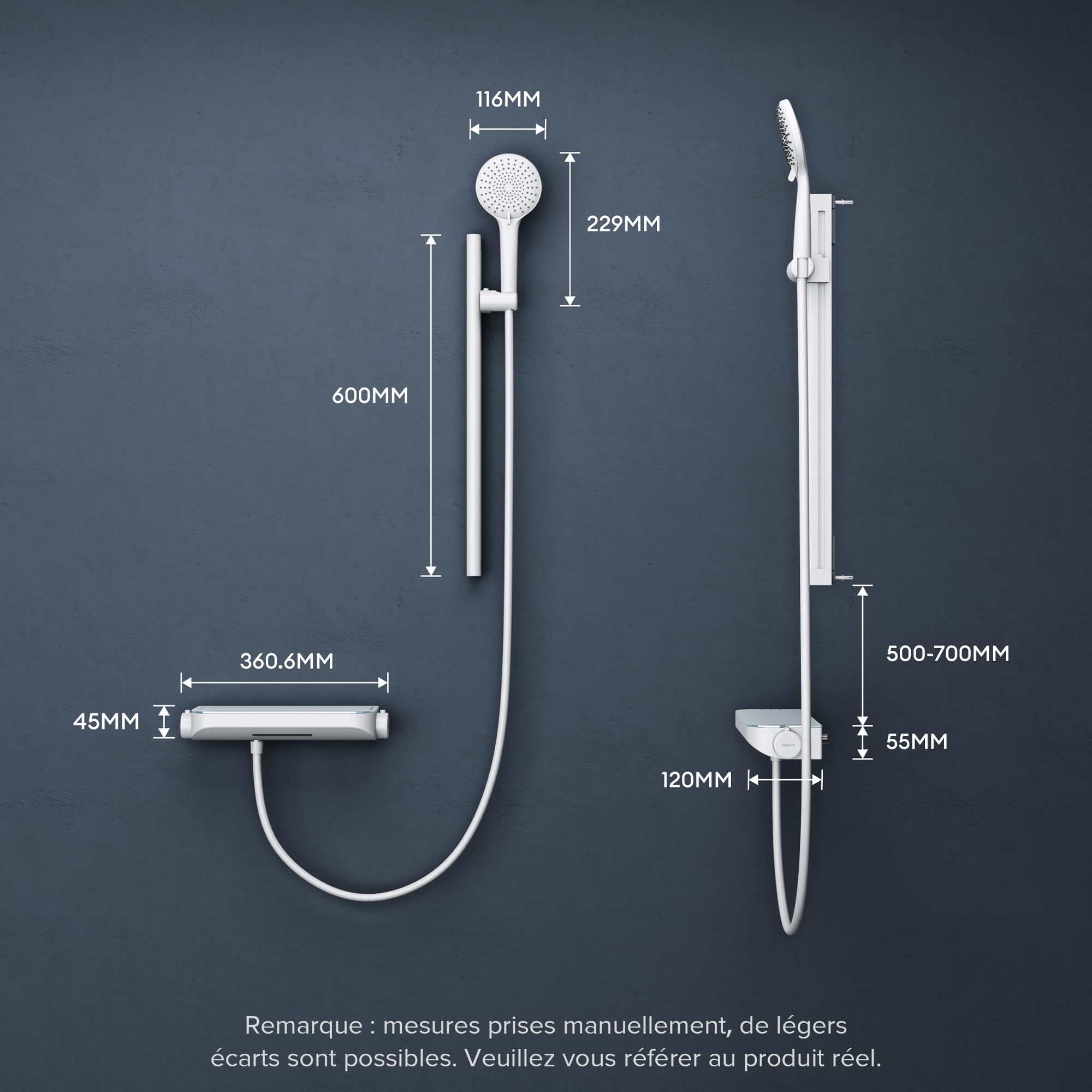 doporro-colonne-de-douche-thermostatique-blanc-mat-avec-tablette image 8