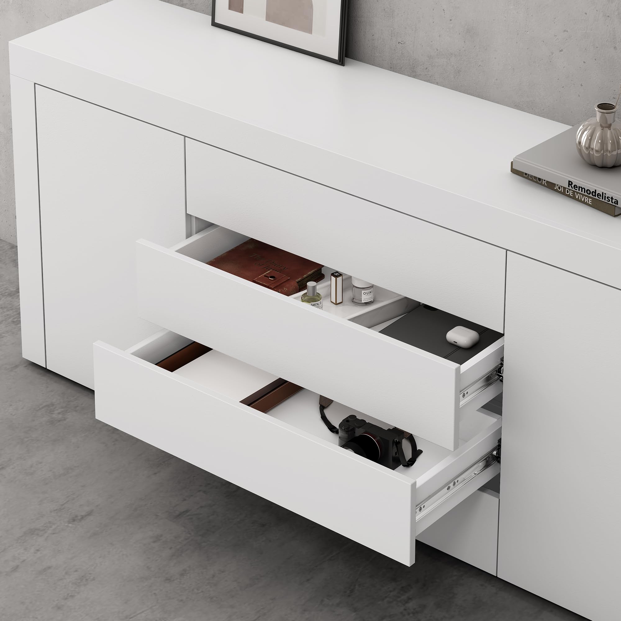 doporro-schrank03-buffet-blanc-mat-167cm-2-portes-4-tiroirs image 5