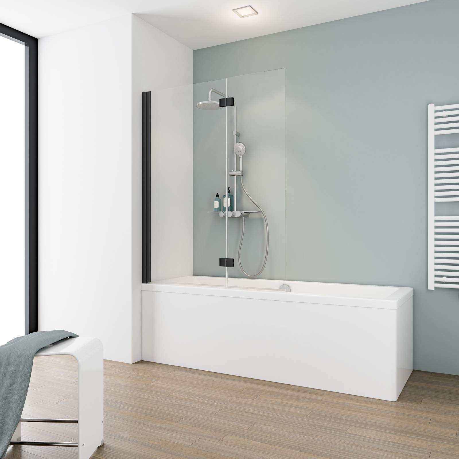 schulte-pare-baignoire-2-volets-103x130-cm-noir-verre-5mm image 2