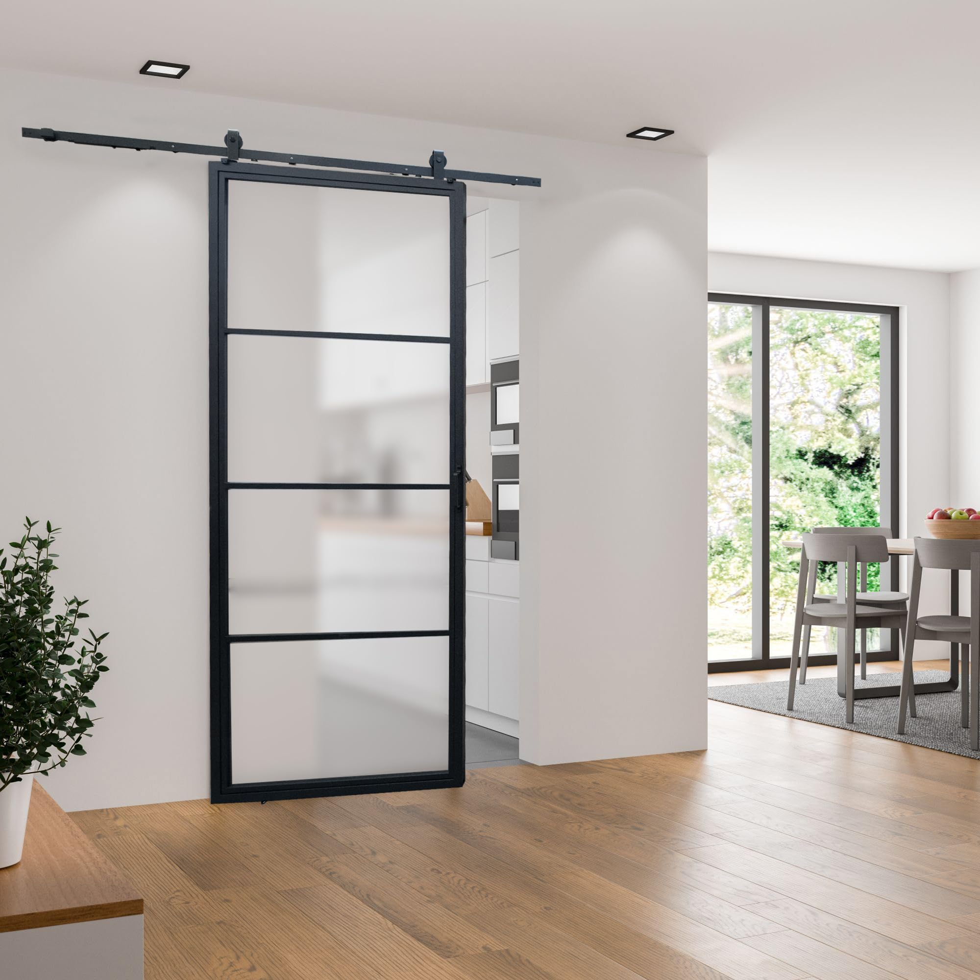 schulte-porte-coulissante-verre-102x220-noir-syst-me-ouvert image 1