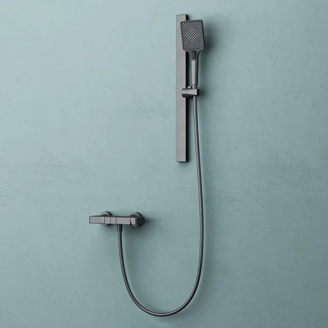 doporro-colonne-de-douche-grise-douchette-3-jets-tablette image 1