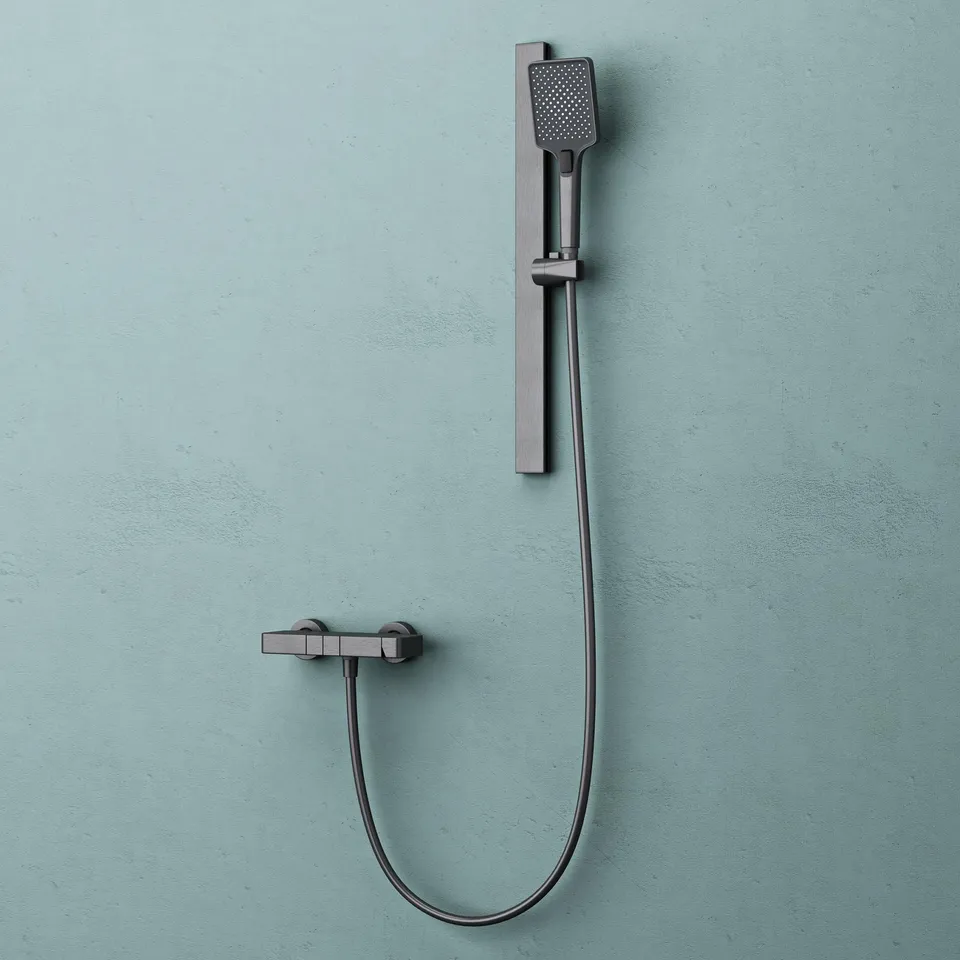 doporro-colonne-de-douche-grise-douchette-3-jets-tablette image 1