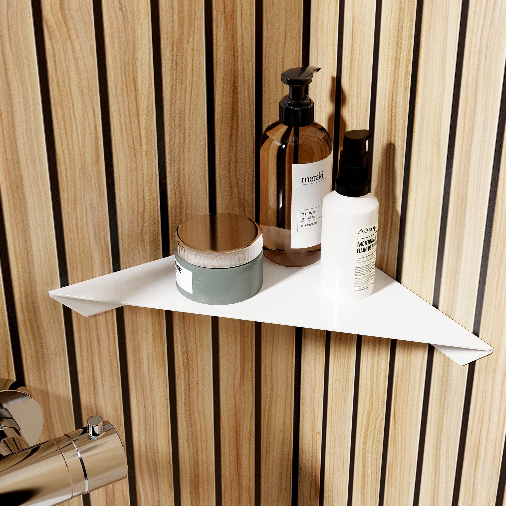schulte-tag-re-douche-angle-blanc-mat-23x23x3-5cm-adh-sive image 1