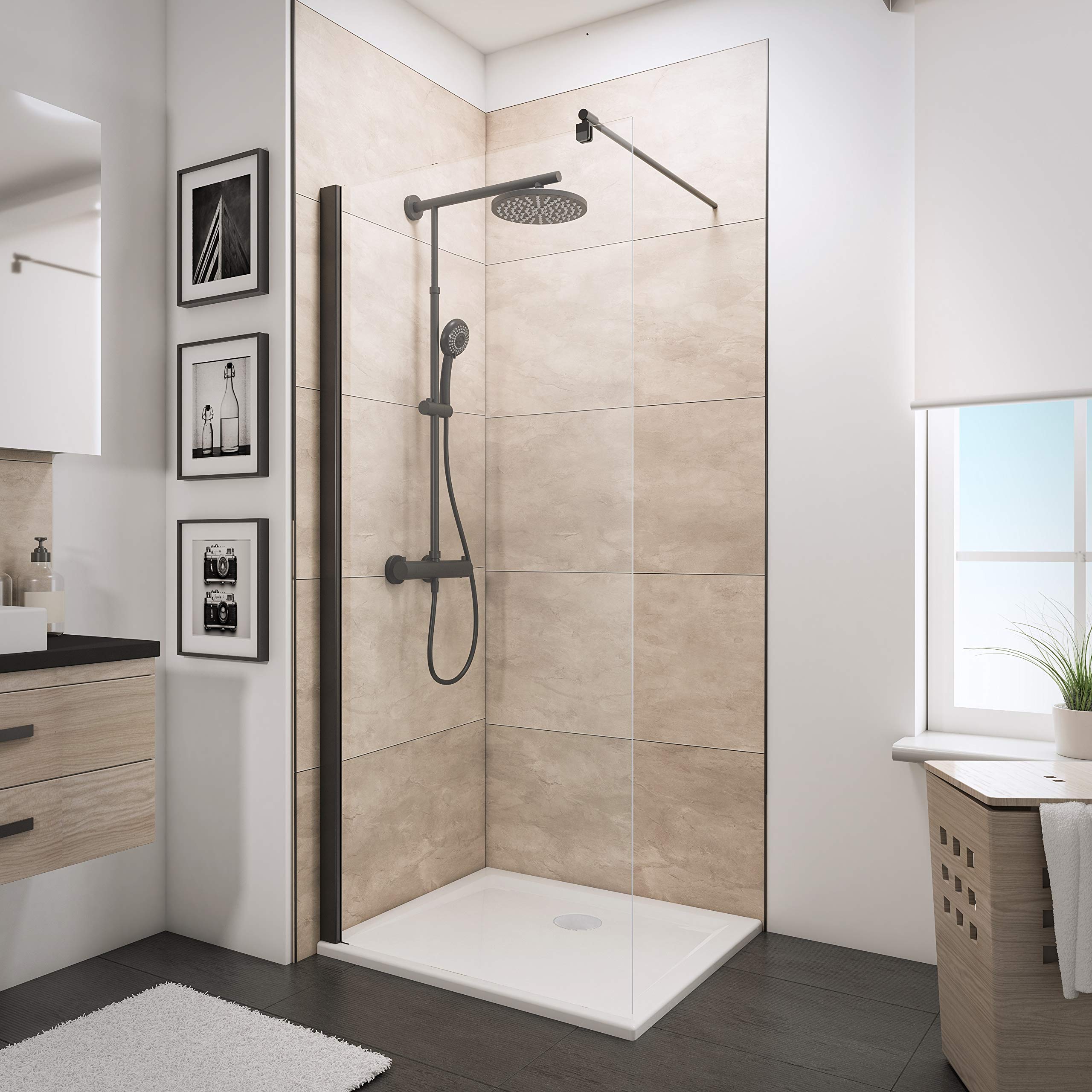 schulte-black-style-walk-in-paroi-douche-90x190-noir image 2