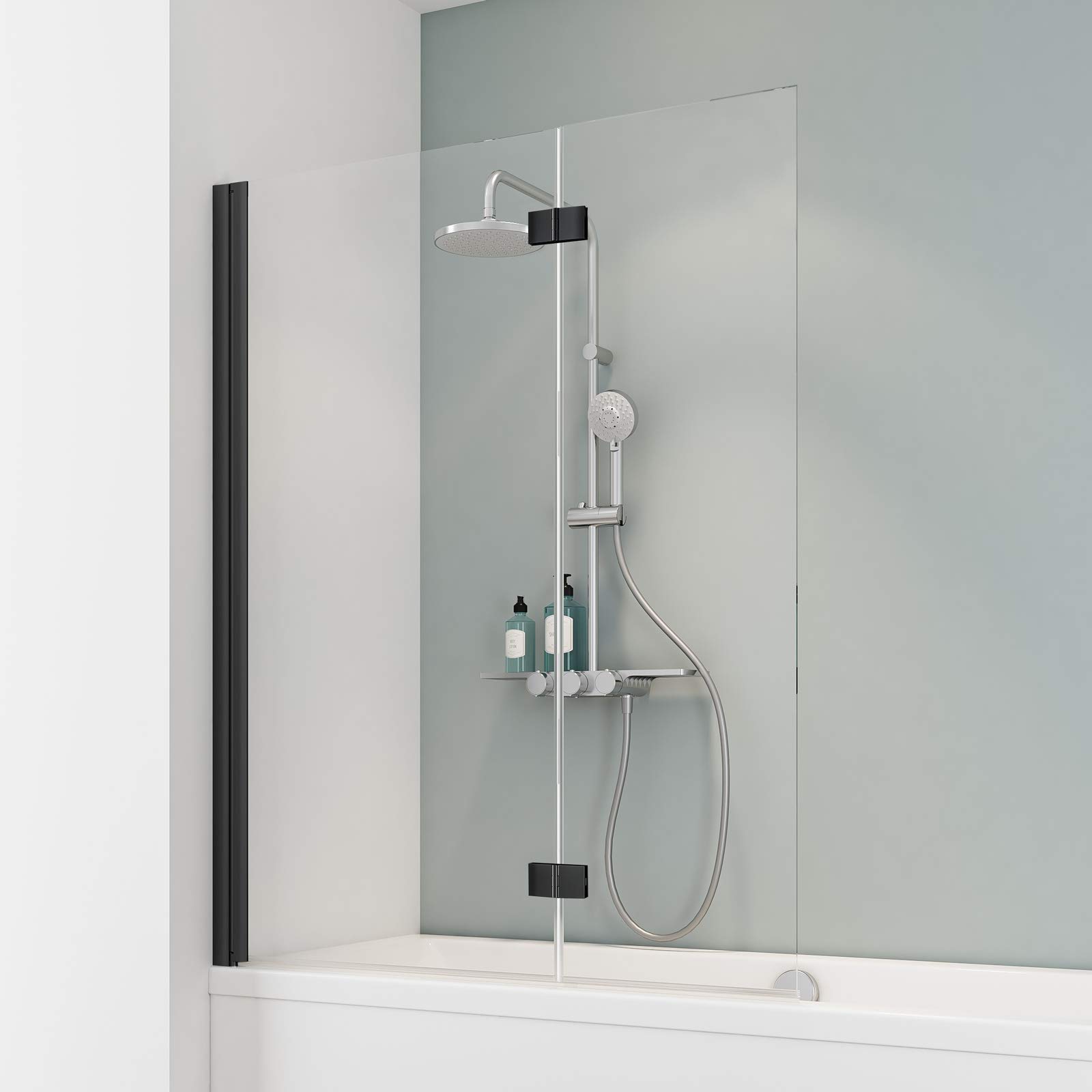 schulte-pare-baignoire-2-volets-103x130-cm-noir-verre-5mm image 1