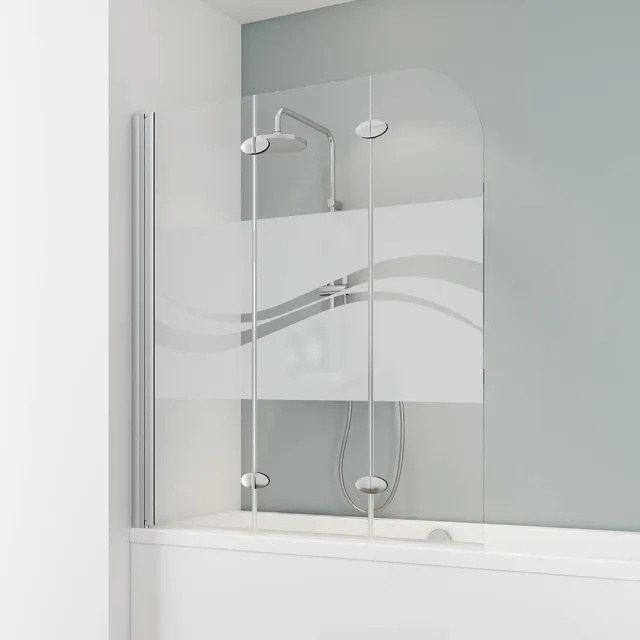 schulte-pare-baignoires-125x140-argent-3-volets-verre-5mm image 1