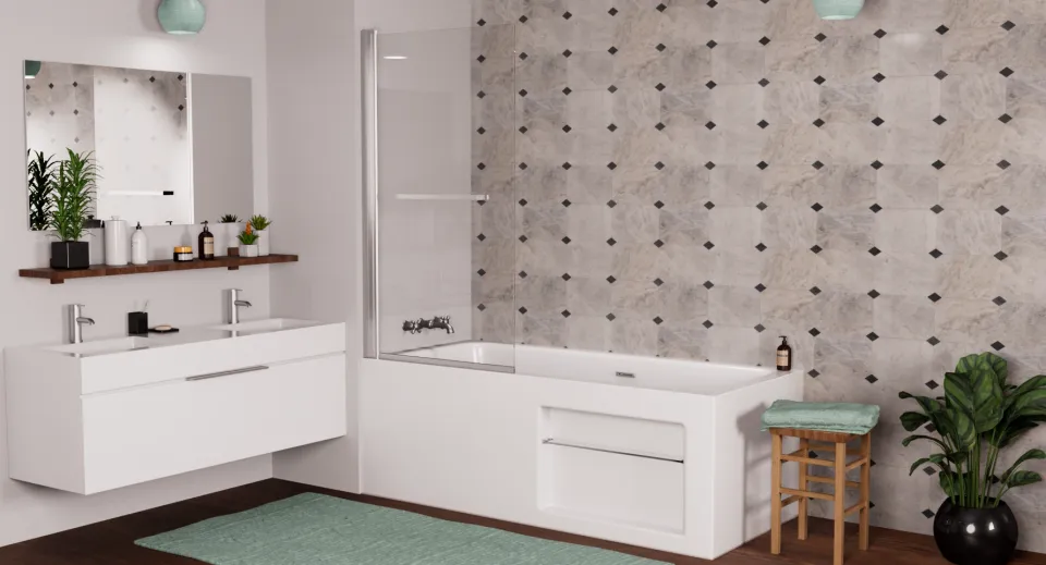 krone-pump-up-pare-baignoire-pivotant-relevable-porte-serviette image 1