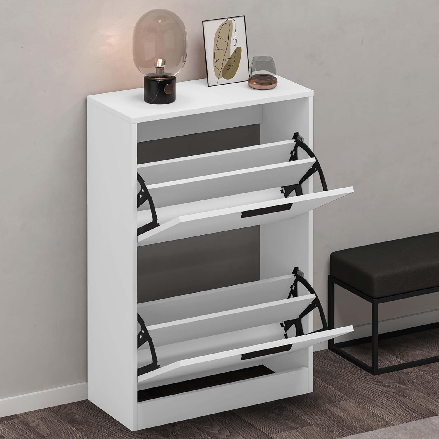 doporro-meuble-chaussures-60x28x89-blanc-2-portes image 2
