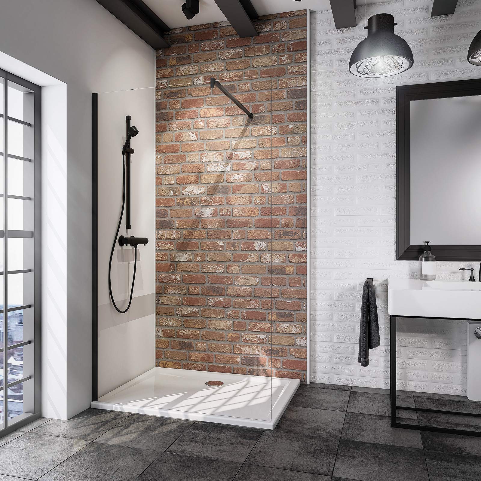 schulte-black-style-walk-in-paroi-douche-90x190-noir image 1
