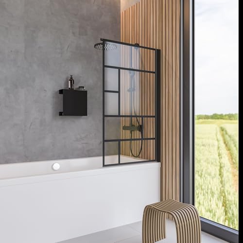schulte-pare-baignoire-70x130cm-noir-verri-re-5mm-pivotant image 6