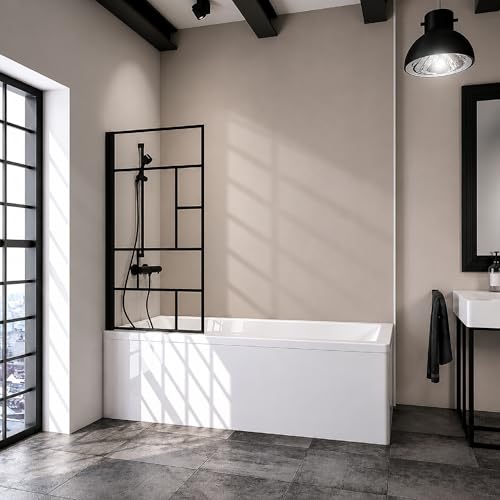 schulte-pare-baignoire-80x140cm-noir-1-volet-verre-5mm image 8