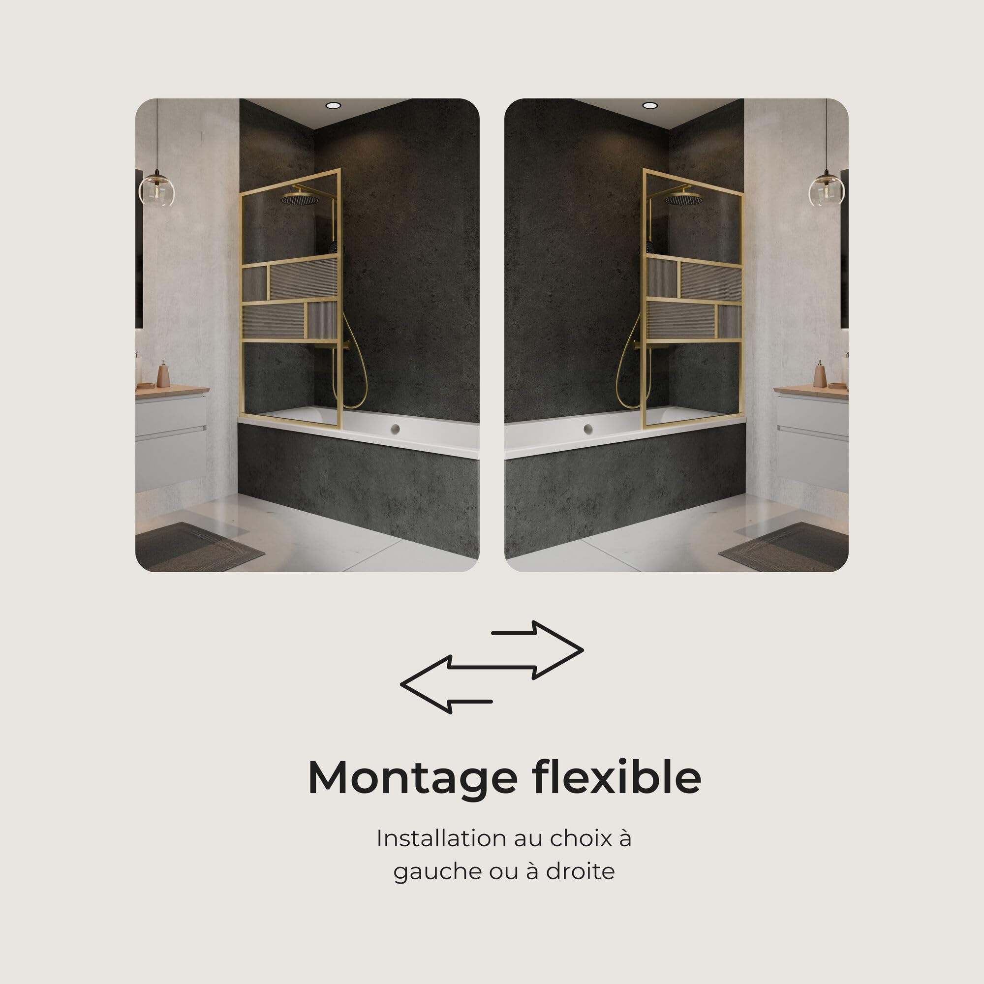 schulte-pare-baignoire-fixe-80x140-cm-or-mat-verre-5-mm-r-versible image 2