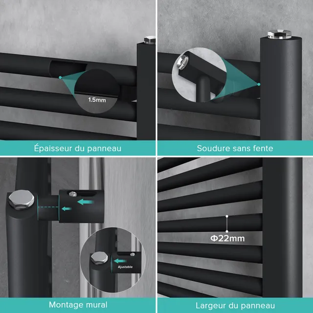 doporro-radiateur-s-che-serviette-100x50cm-gris-noir-eau image 1