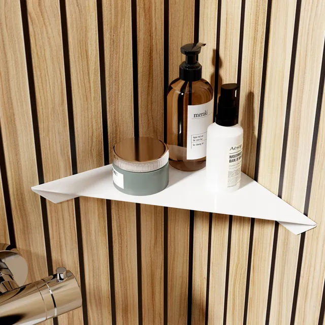 schulte-tag-re-douche-angle-blanc-mat-23x23x3-5cm-adh-sive image 1