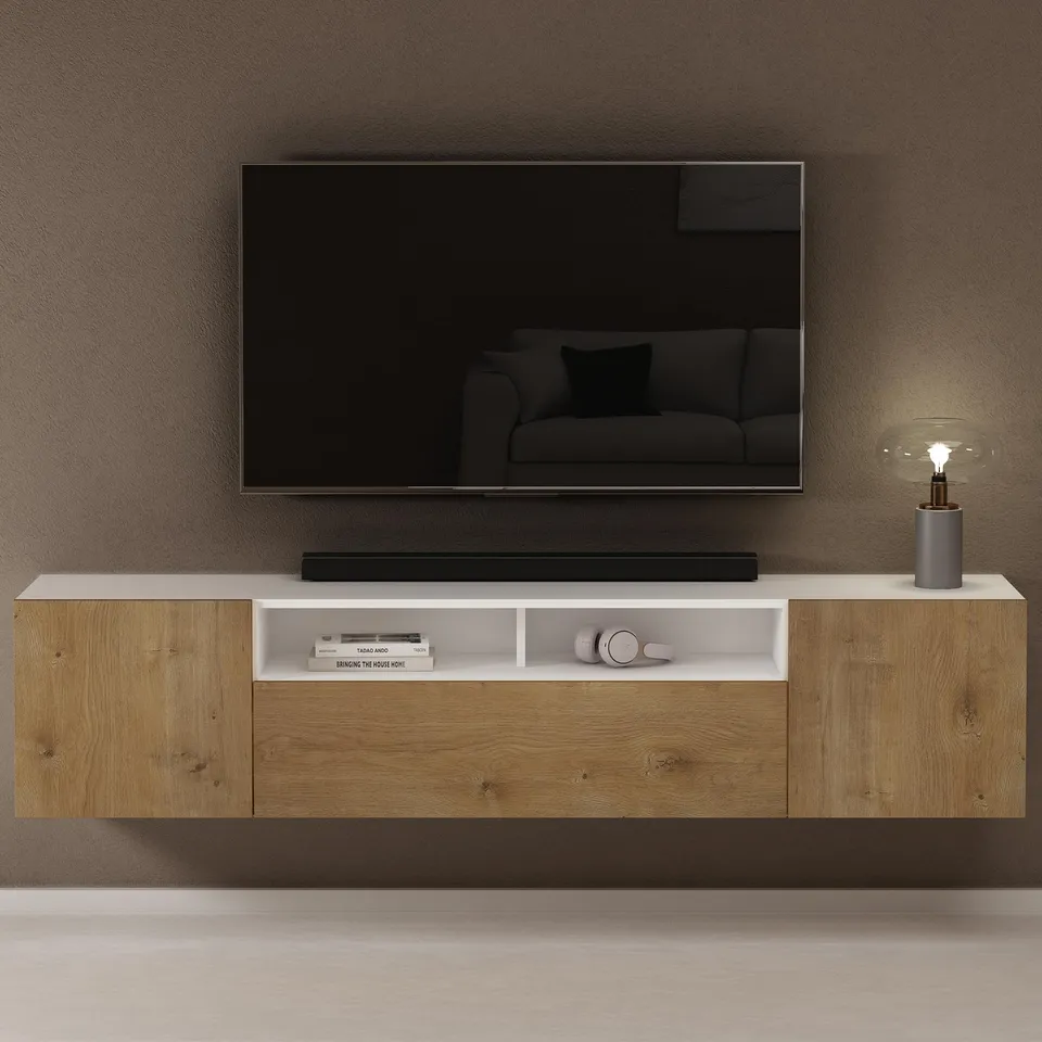 doporro-m-bel-meuble-tv-180cm-3-portes-blanc-marron image 1