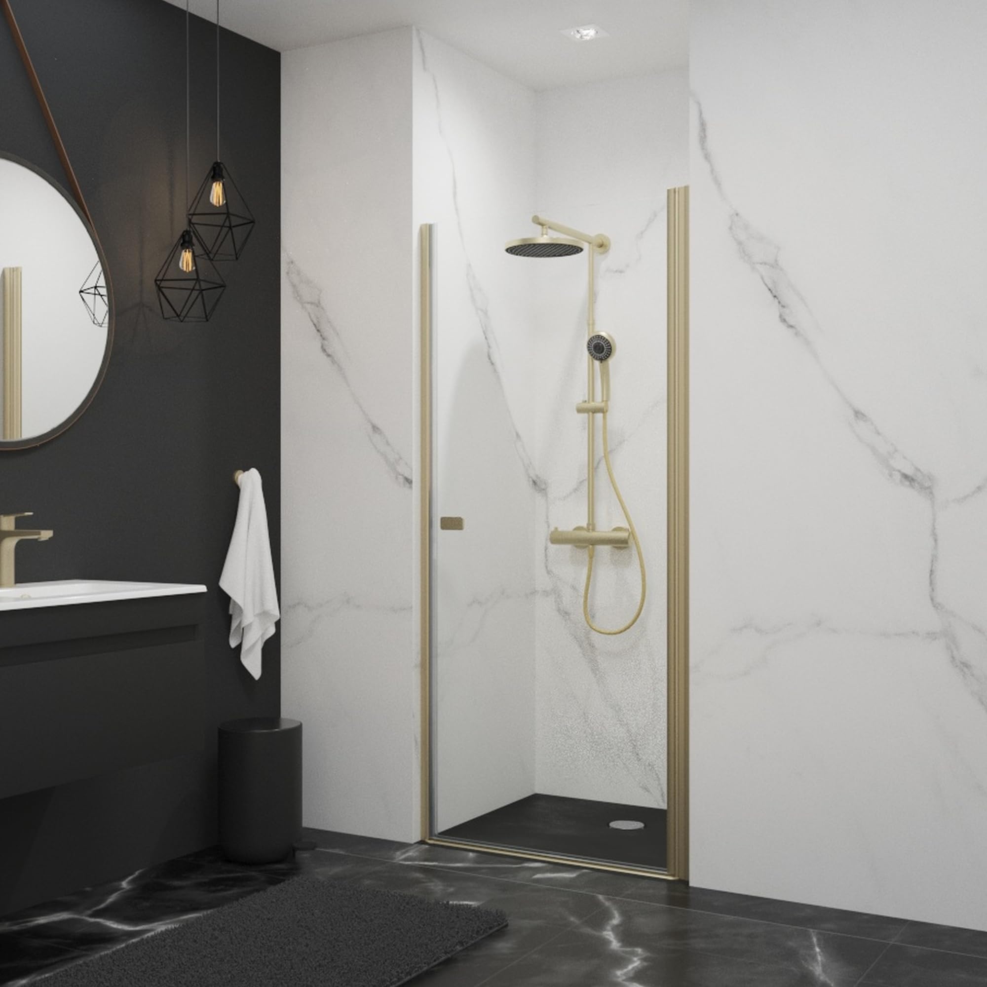schulte-douche-100x192-cm-porte-pivotante-niche-or-mat image 1