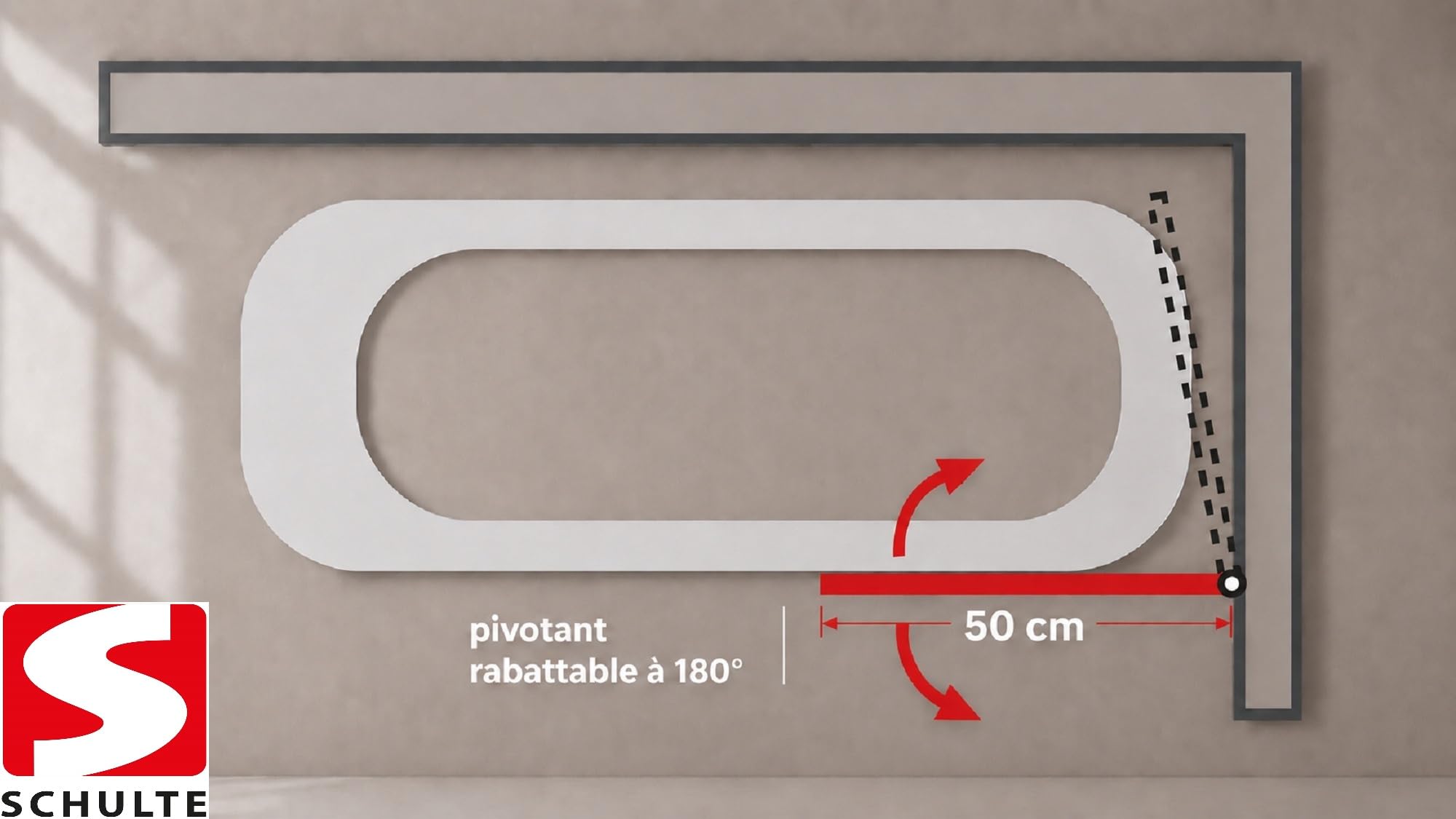 schulte-pare-baignoire-blanc-pivotant-50x130-cm-verre-5mm image 2
