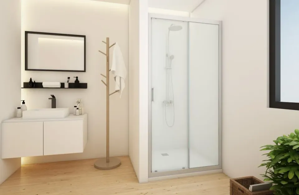 krone-prisma-porte-douche-coulissante-verre-transparent-gris image 1
