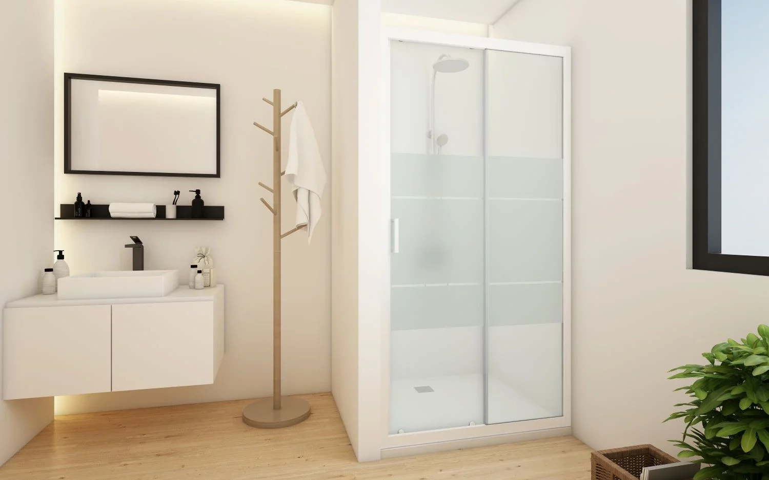 krone-prisma-porte-douche-coulissante-verre-transparent-gris image 2