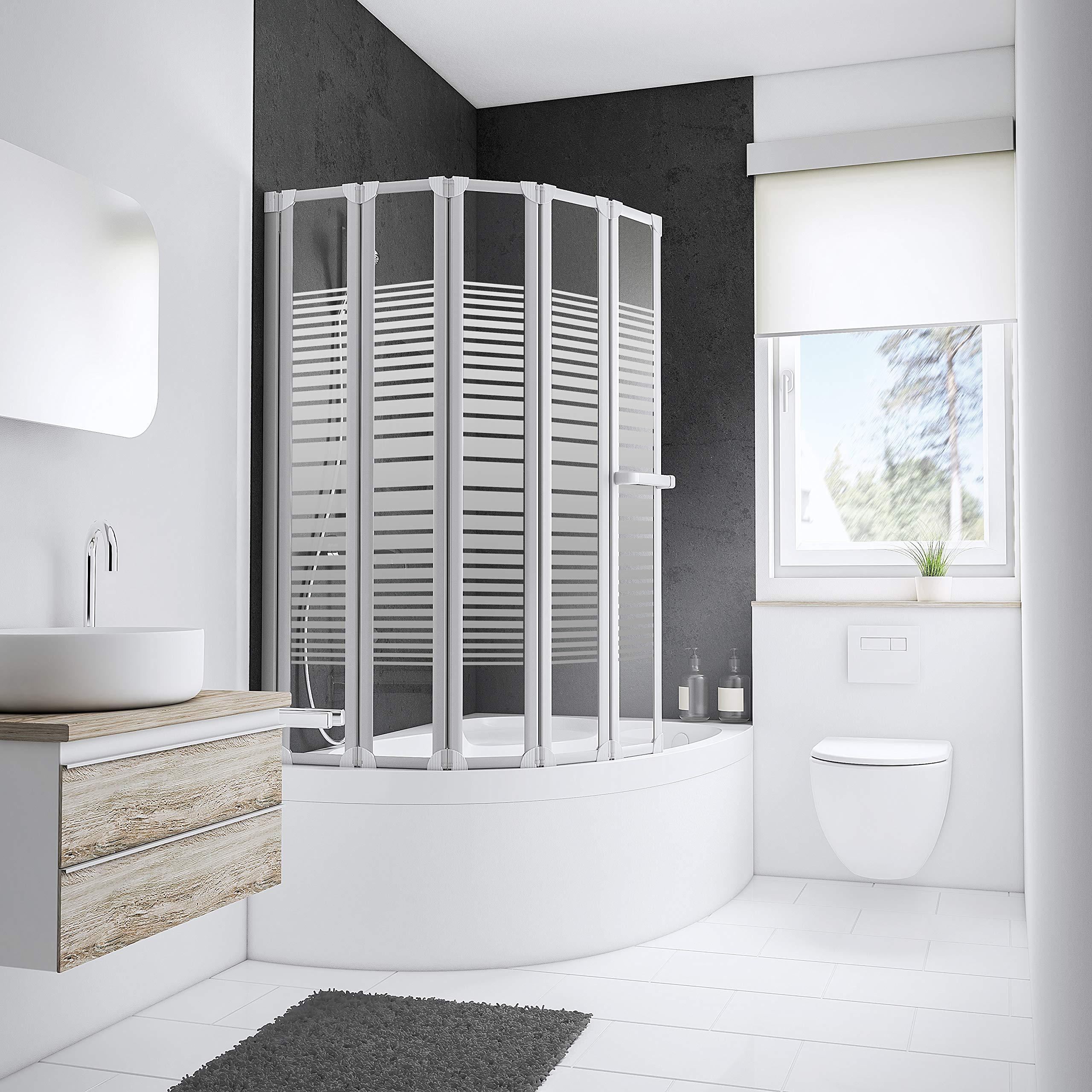 schulte-pare-baignoires-cran-5-volets-blanc-115x140-cm-rayures image 3