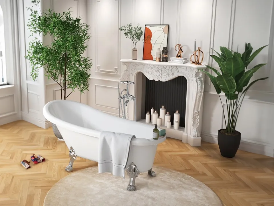 krone-retro-baignoire-lot-blanche-155-cm-pieds-m-tal image 1