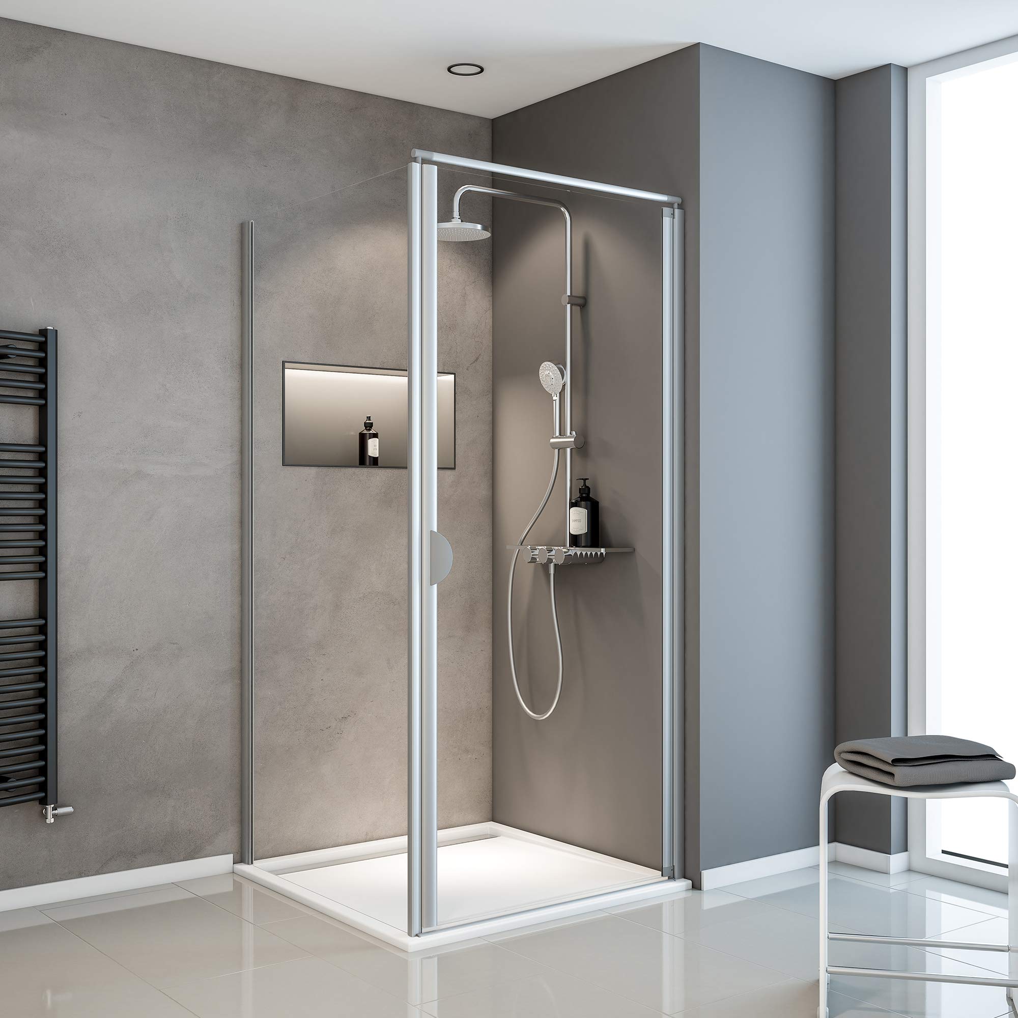 schulte-porte-pivotante-paroi-douche-80x80x180-cm-argent-transparent image 1