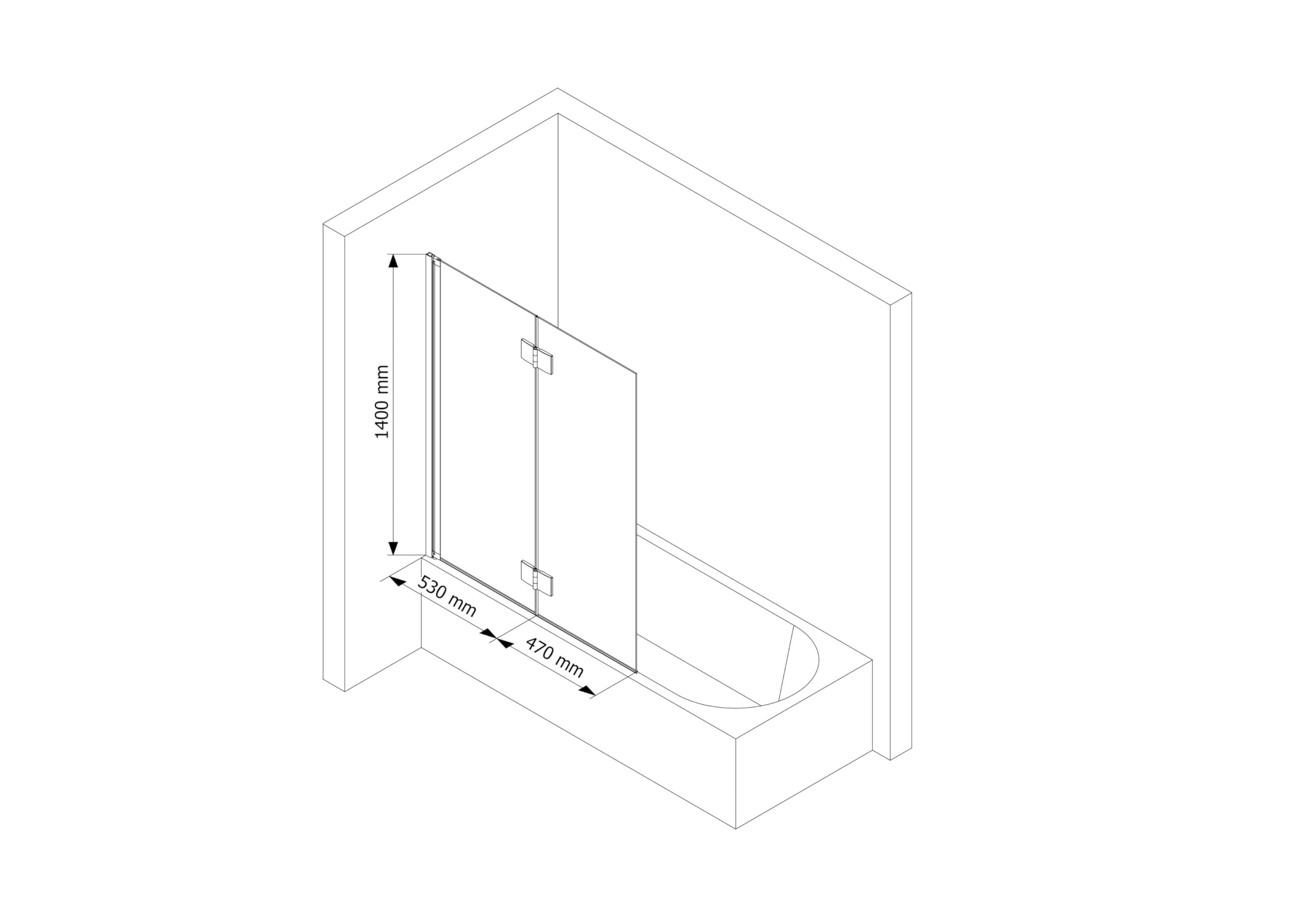 schulte-pare-baignoire-100x140-cm-or-mat-2-volets-verre-5-mm image 4