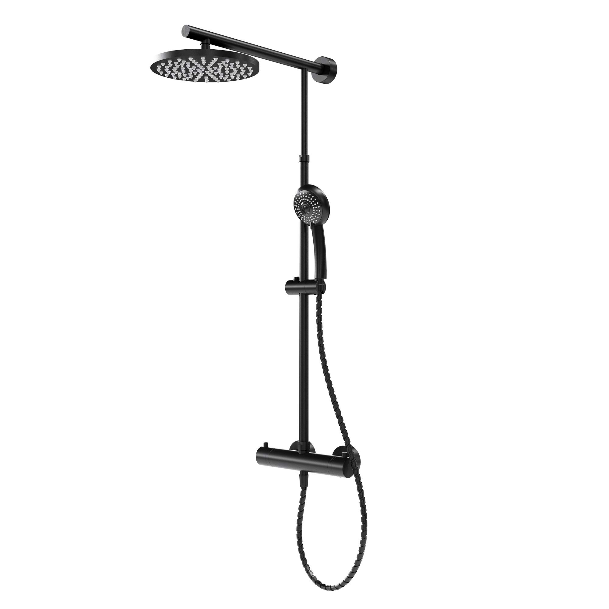 schulte-colonne-douche-thermostatique-noire-pommeau-rond-92-cm image 1