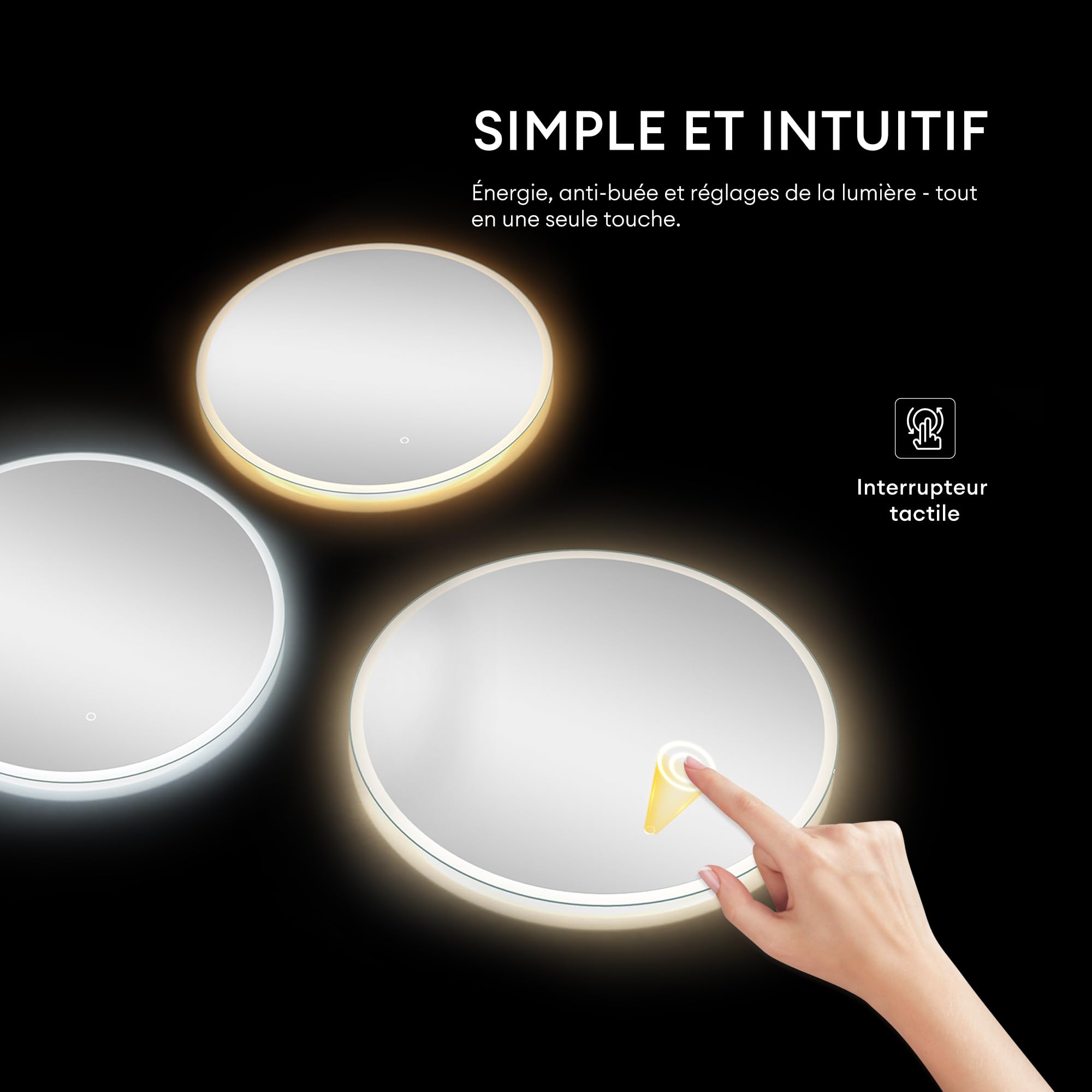 doporro-miroir-salle-de-bain-rond-led-80-cm-tactile-antibu-e image 2