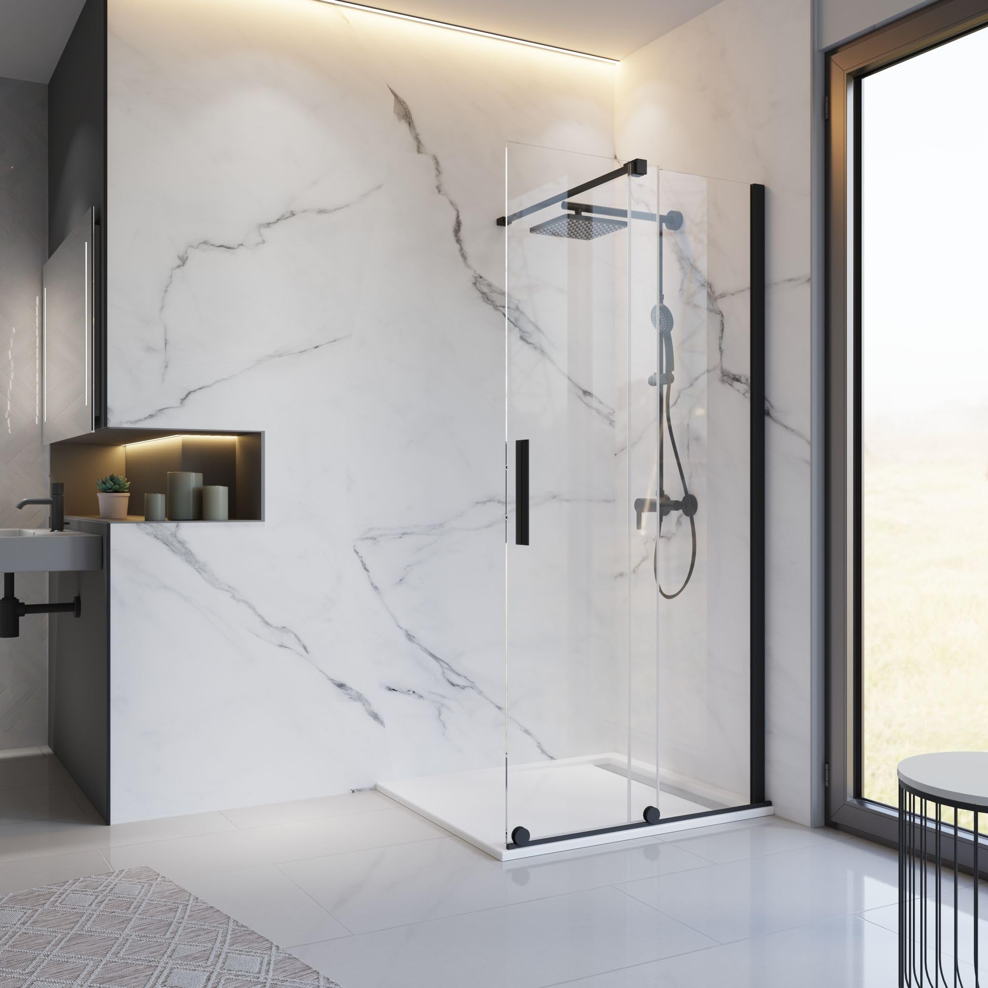 schulte-paroi-de-douche-italienne-100x200-cm-noire-verre-6-mm image 1