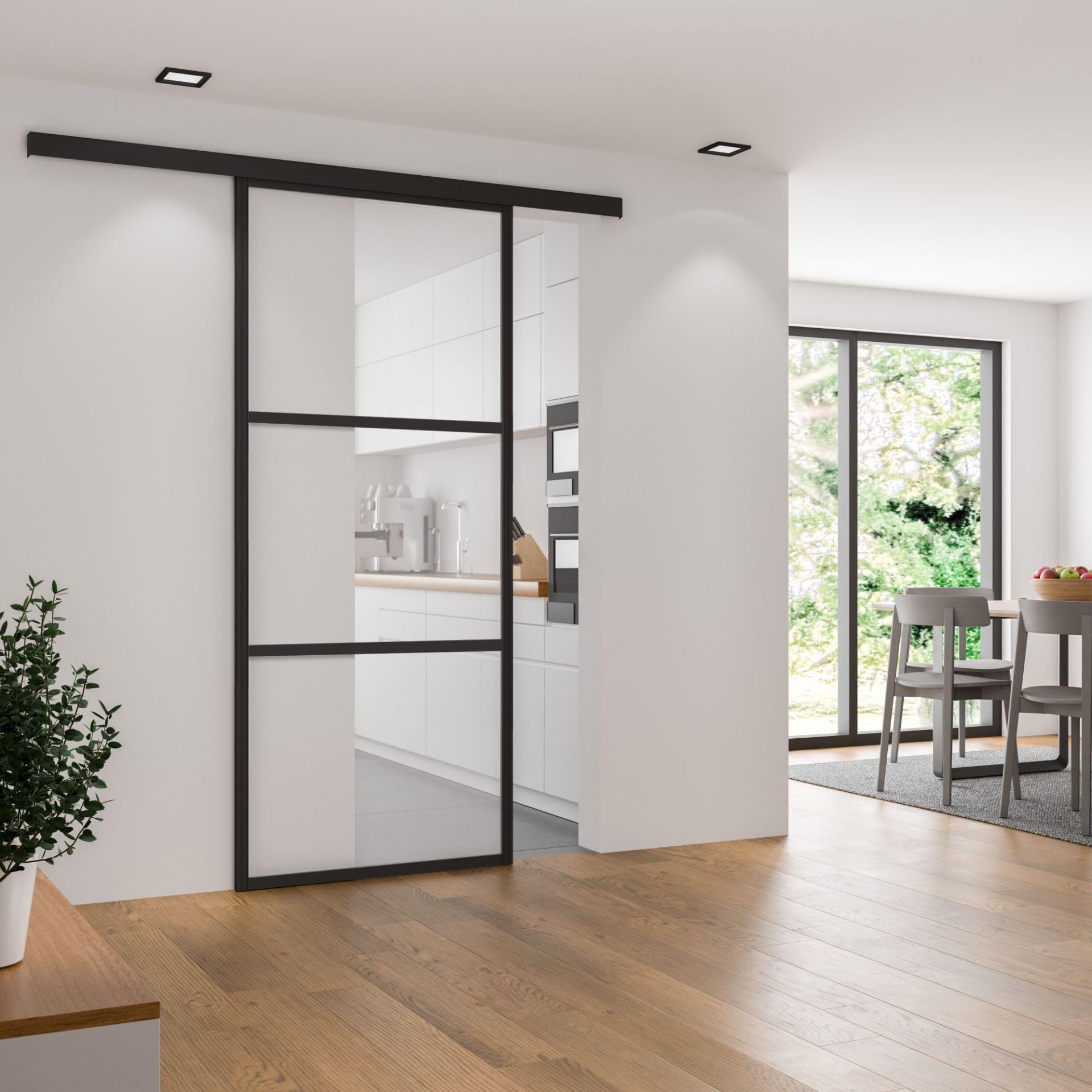 schulte-porte-coulissante-verre-88x203-cm-noir-softclose image 1
