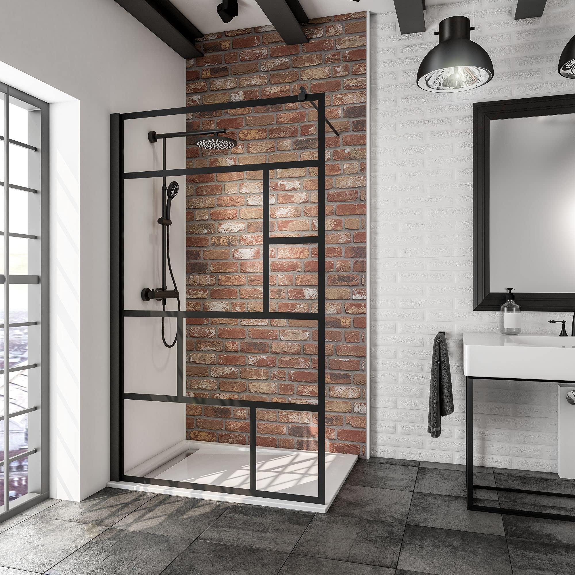 schulte-paroi-de-douche-walk-in-noire-120x200-verri-re image 1