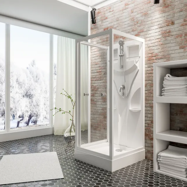 schulte-cabine-80x80x190-cm-cabine-de-douche-blanche-porte-coulissante image 1