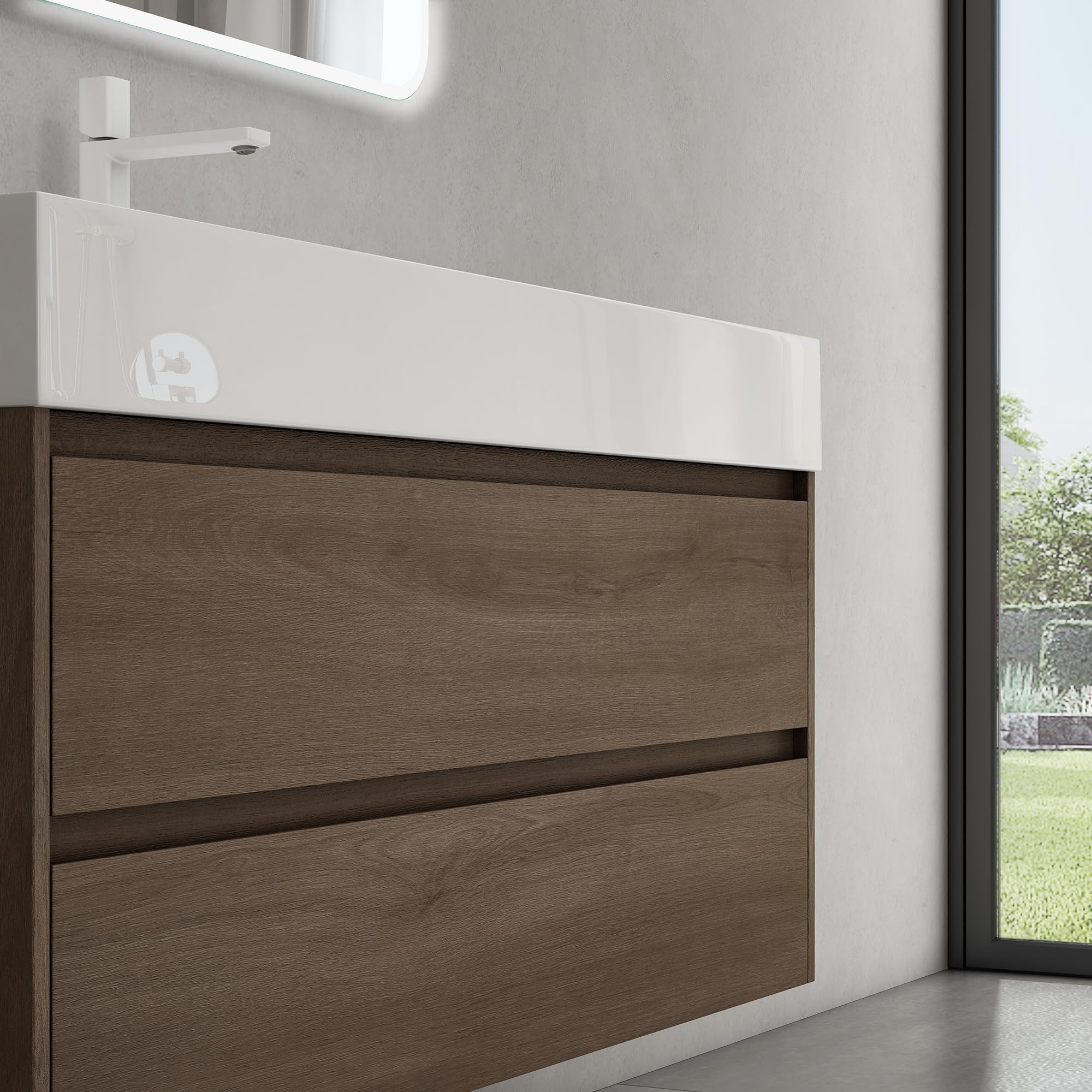 doporro-meuble-salle-de-bain-suspendu-120-cm-marron-miroir image 6