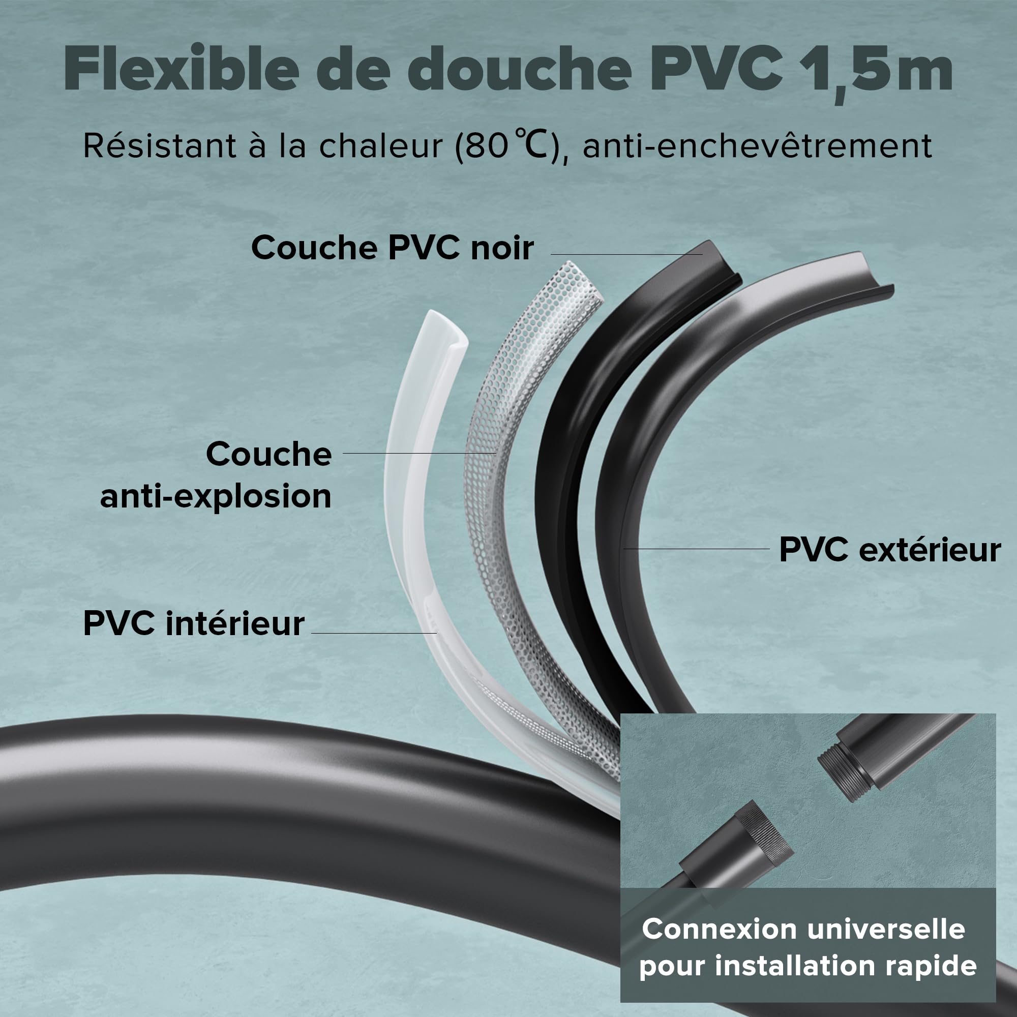 doporro-colonne-de-douche-grise-douchette-3-jets-tablette image 8