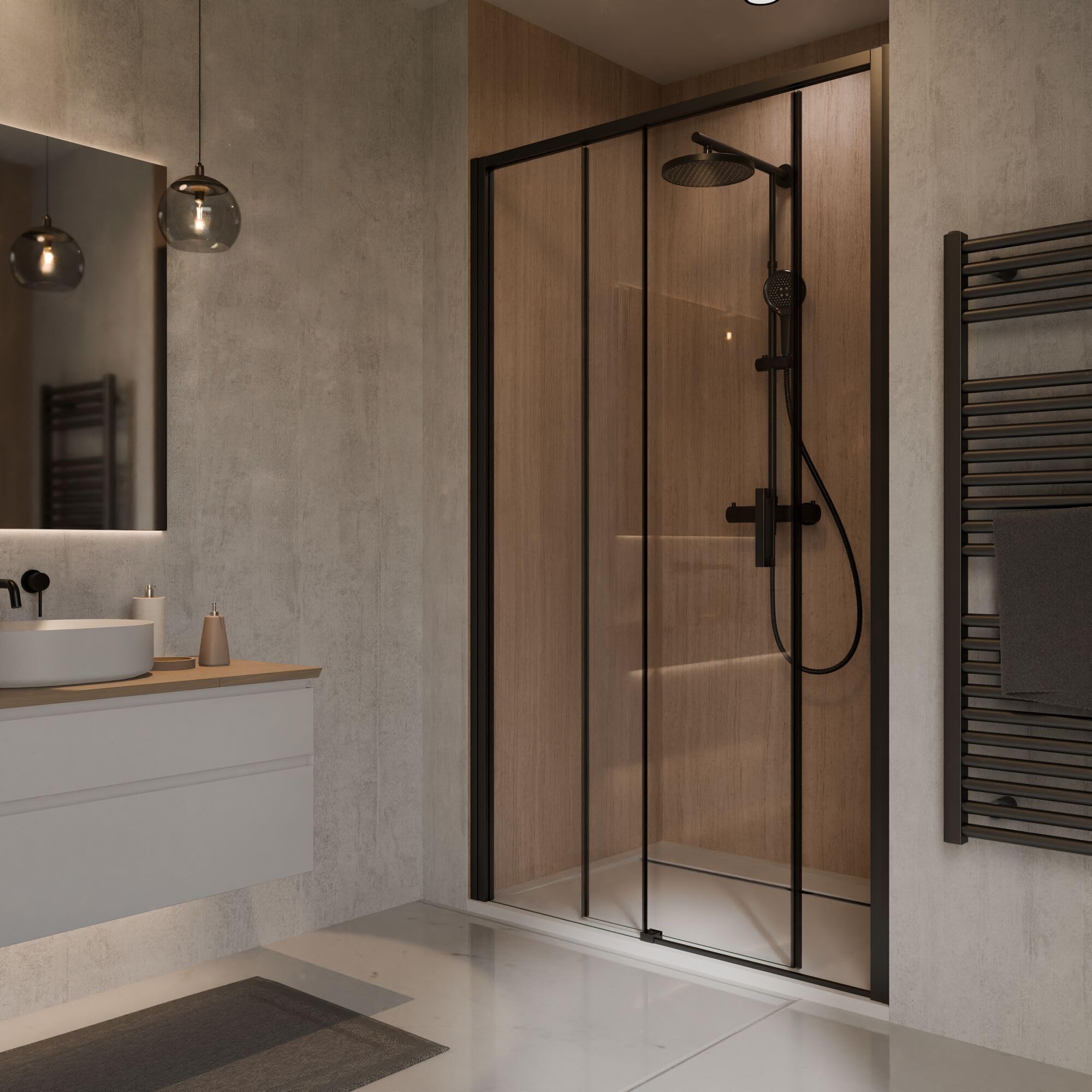schulte-paroi-douche-niche-120x200-cm-noir-coulissante-verre-6-mm image 1