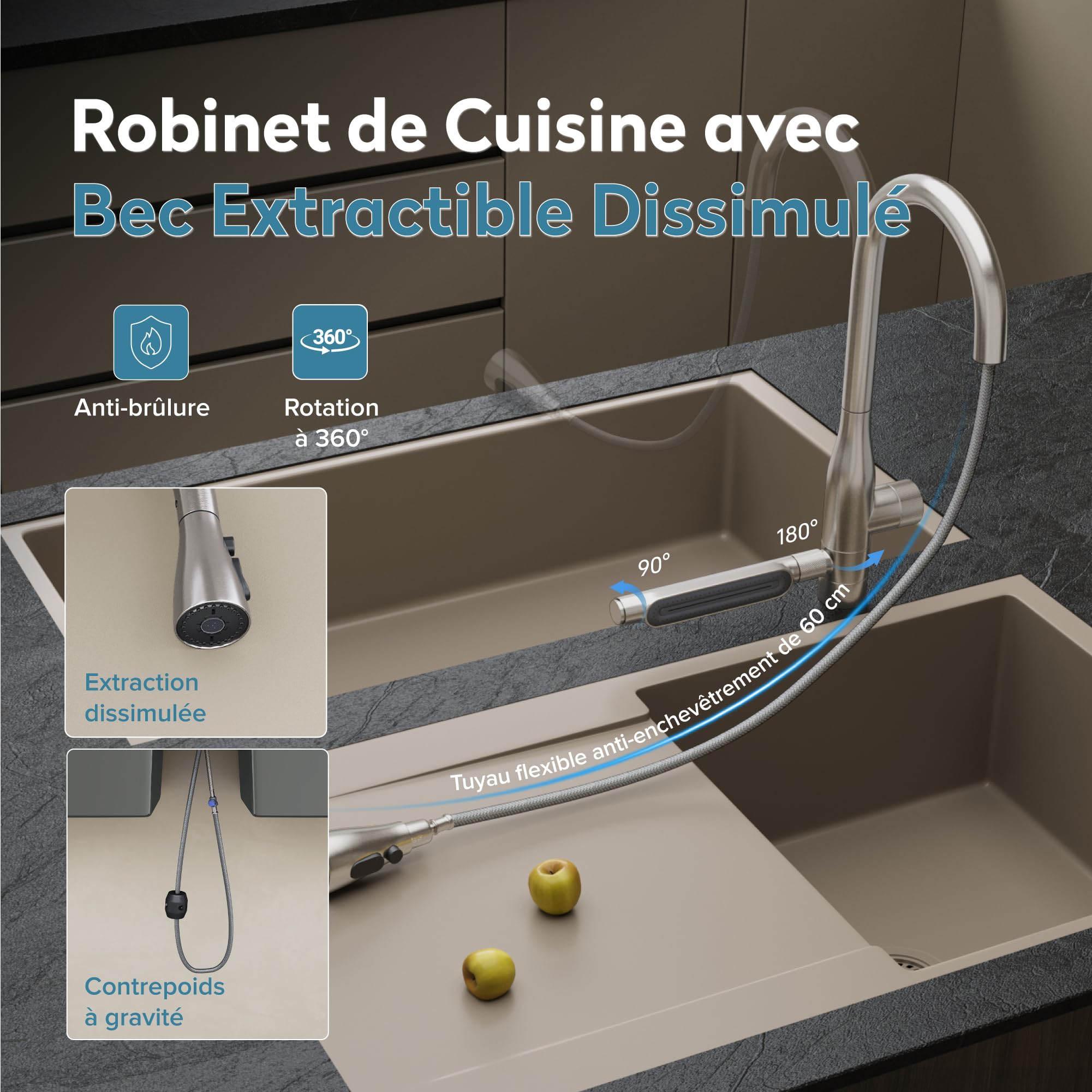 doporro-robinet-cuisine-douchette-extractible-inox-360-5-jets image 2