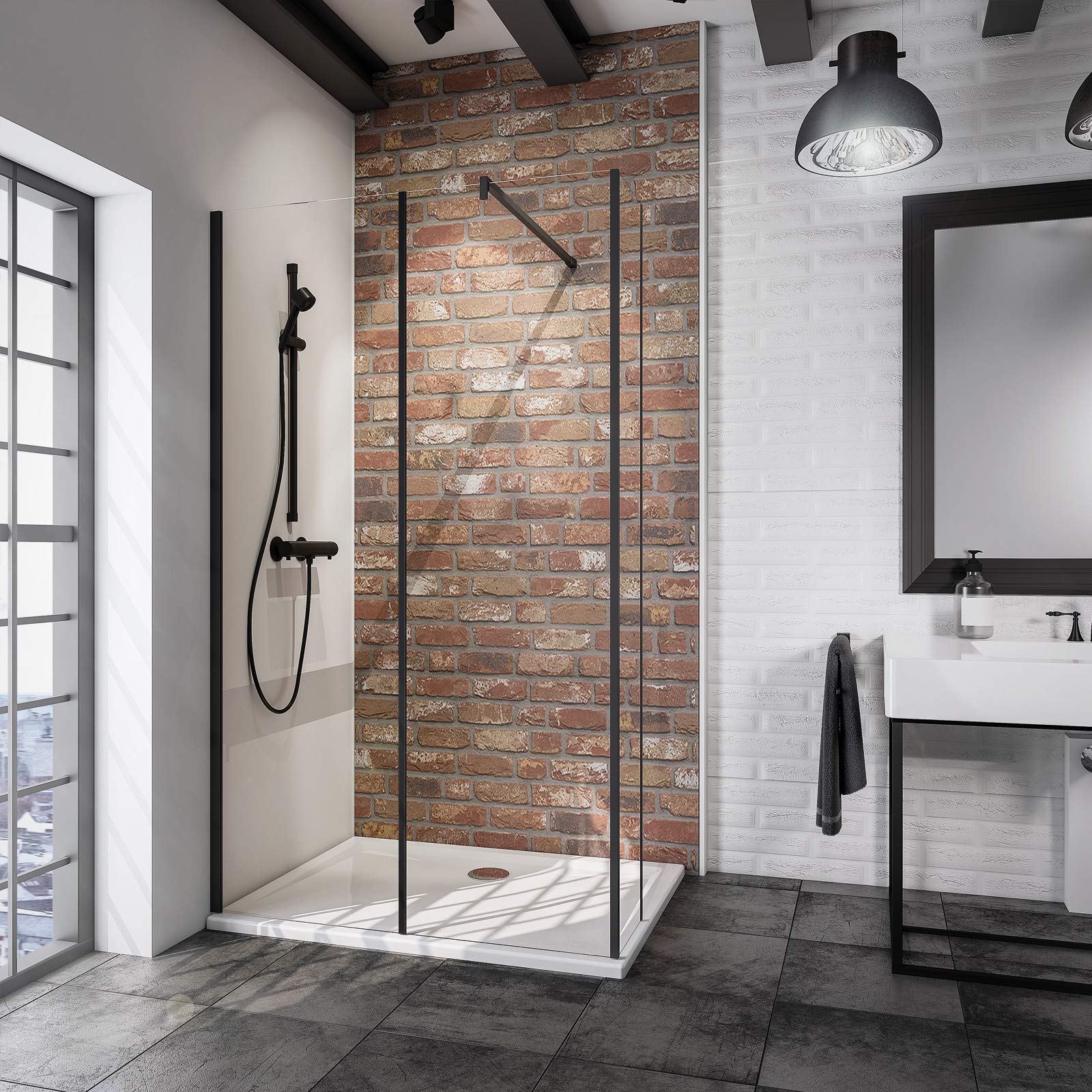 schulte-paroi-douche-italienne-120x200-cm-noir-verre-6-mm image 1