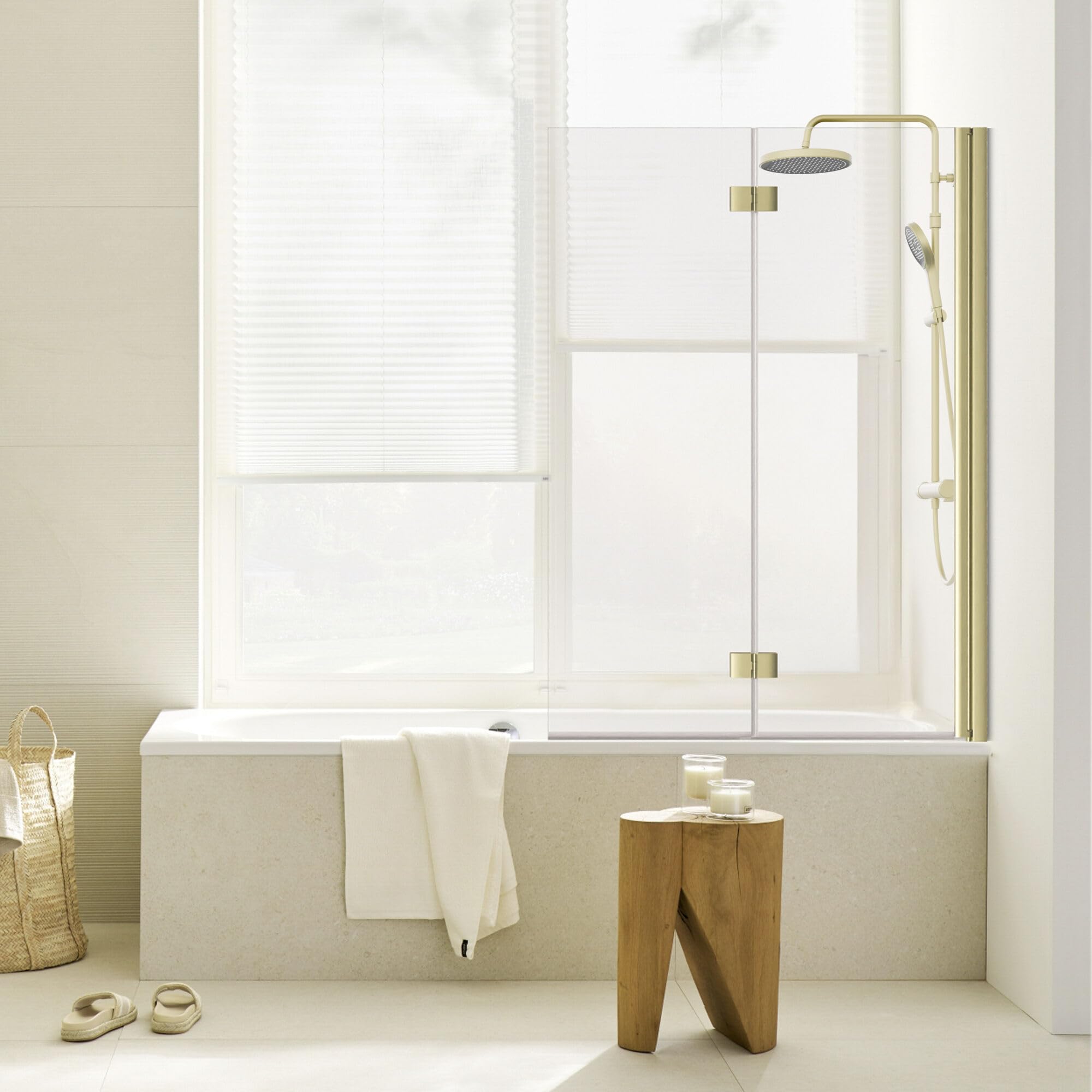 schulte-pare-baignoire-100x140-cm-or-mat-2-volets-verre-5-mm image 1