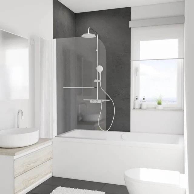 schulte-pare-baignoire-80x140-cm-blanc-pivotant-verre-5-mm image 1